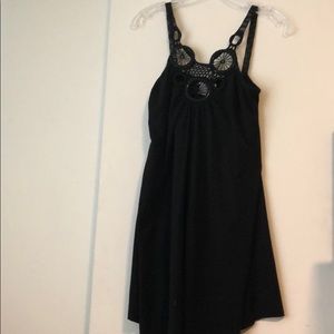 Black crochet top dress